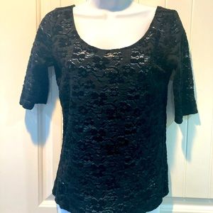 Shear lacy black top